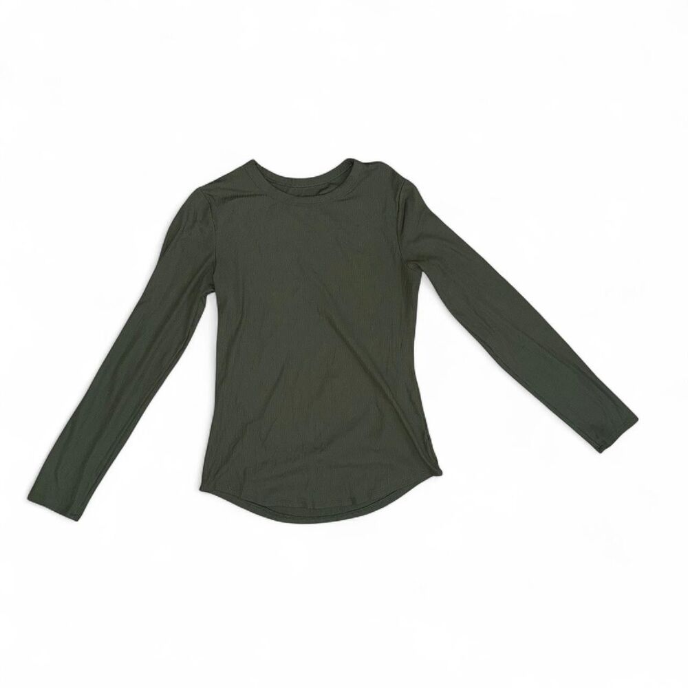 🌿 Olive Green Ribbed Long Sleeve Top 🌿